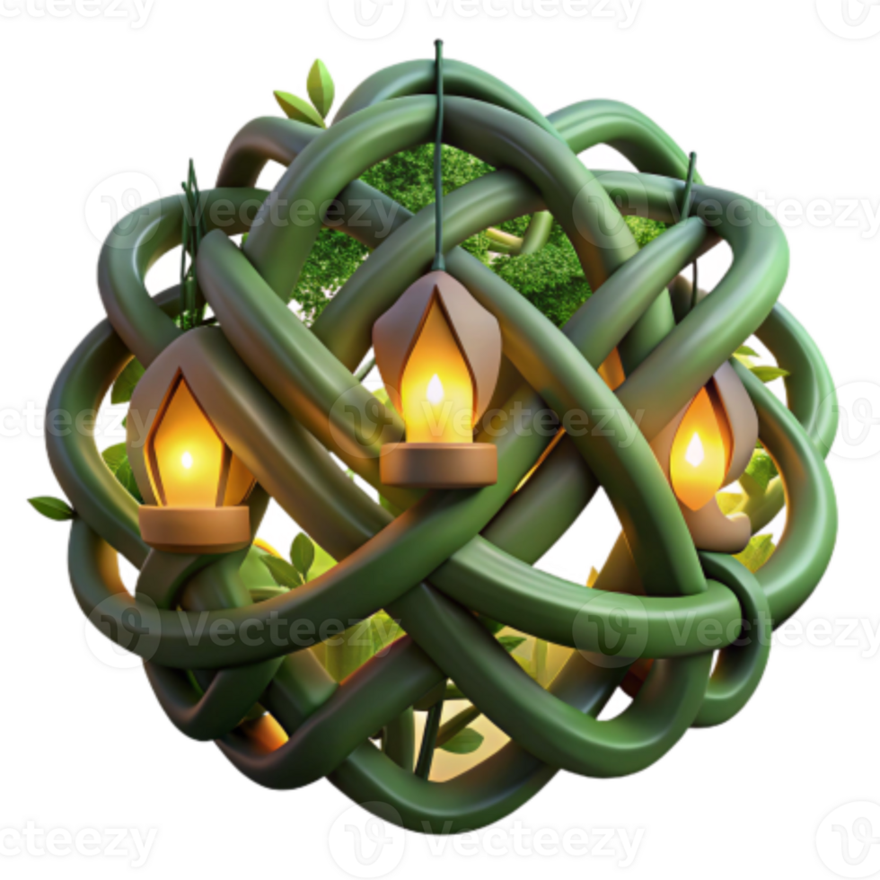 beautiful modern Illuminated Vine Sphere 3D Render of Intricate Nature high resolution png