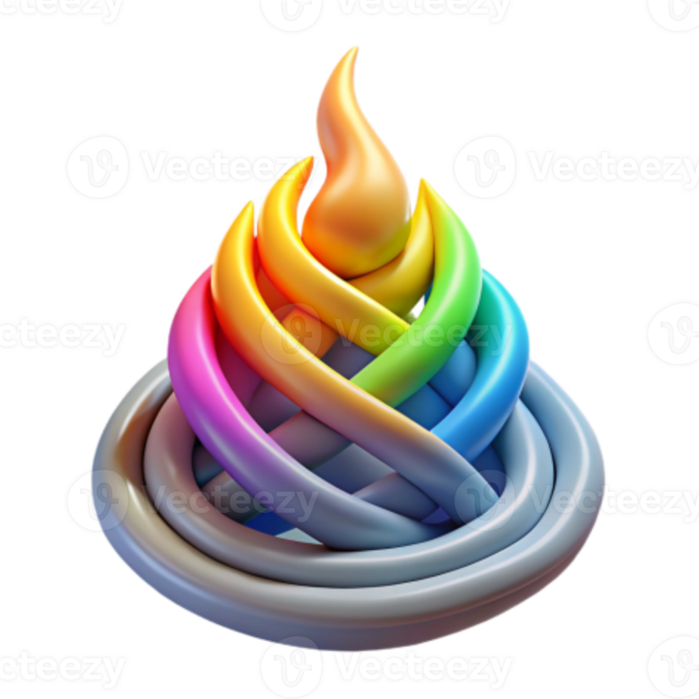 vibrant minimalist Rainbow Swirl Abstract 3D Art genuine png