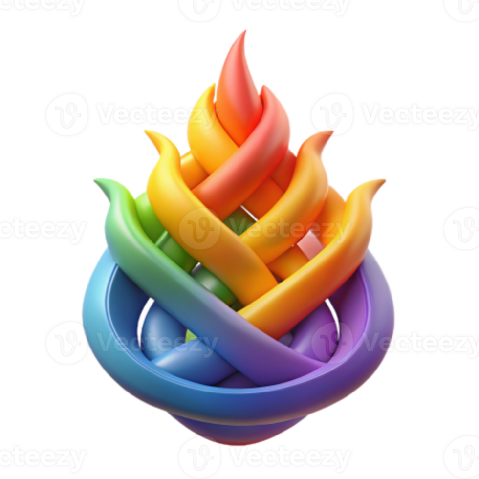serene traditional Rainbow Flame Abstract 3D Twisted Design high resolution png
