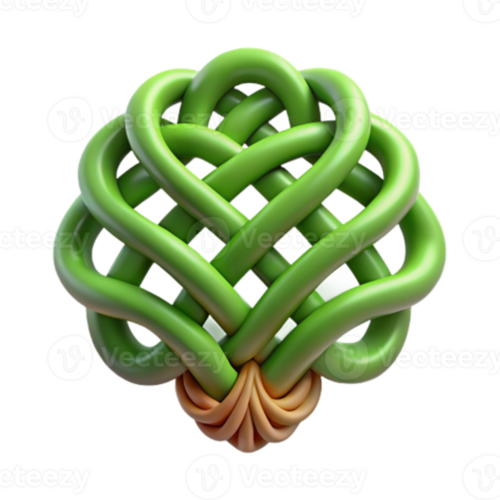 serene minimalist Intricate Green Knot Design 3D Render of Celtic Knotwork original png