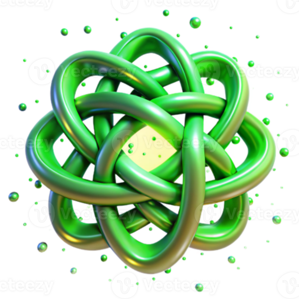 vibrant minimalist Abstract Green Knot 3D Render of Intertwined Structure 4K png