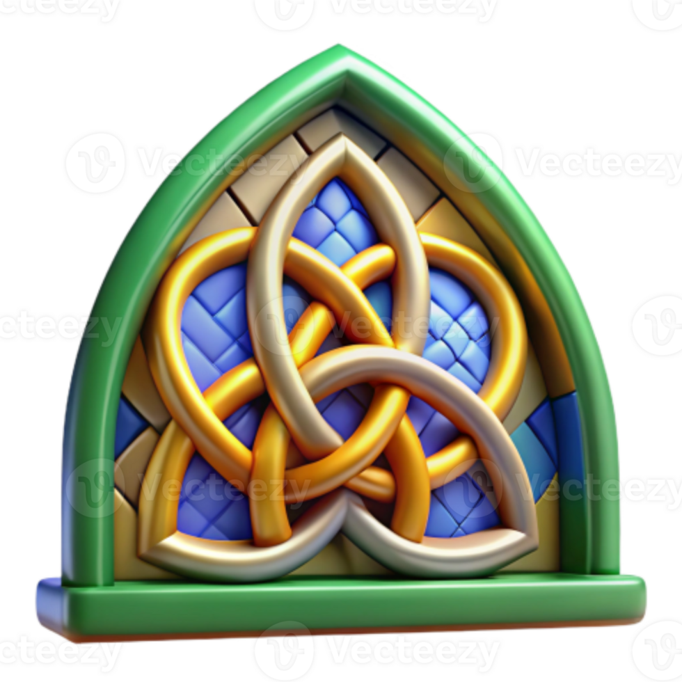 serene abstract Celtic Knotwork Arch 3D Render of a Decorative Window professional png