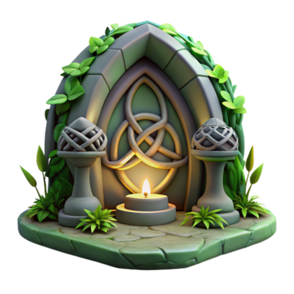 elegant traditional Mystical Celtic Knot Shrine with Candle high quality png