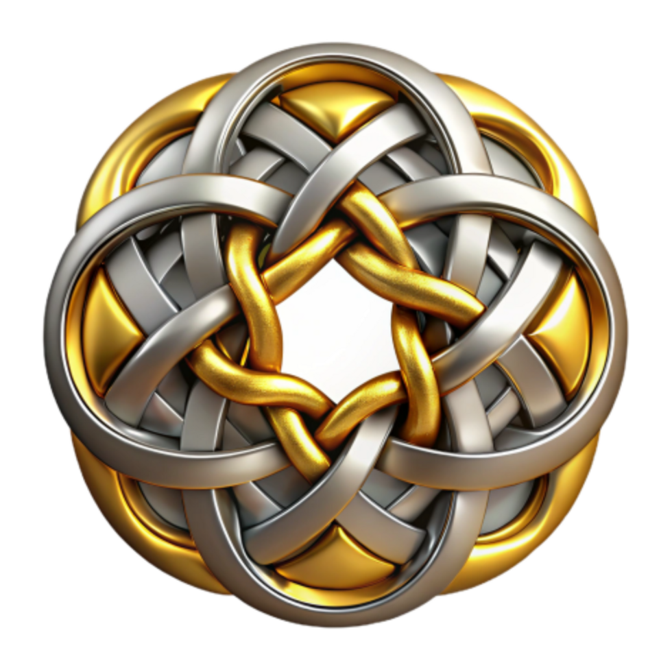 serene modern Gold and Silver Intertwined Knot Design high quality png