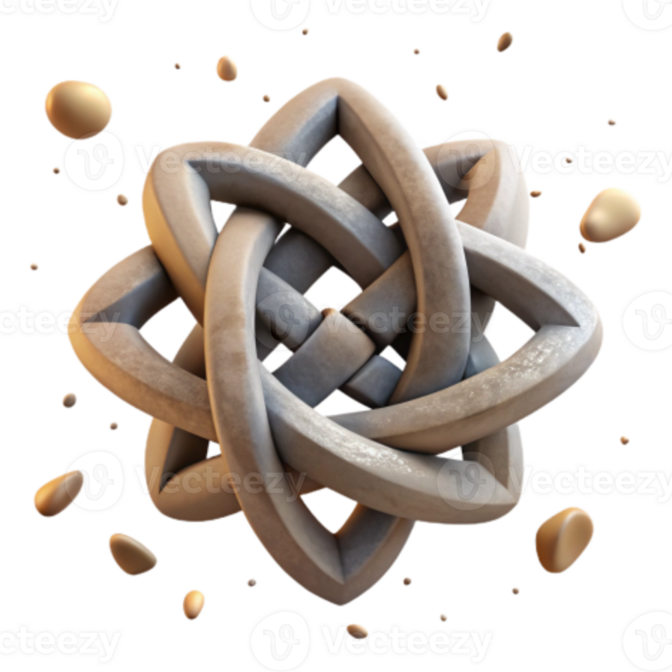 dramatic modern Intricate 3D Stone Knot Abstract Geometric Design genuine png