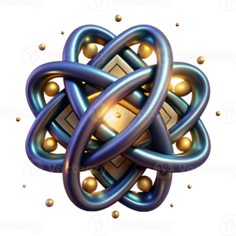 beautiful minimalist Abstract 3D Knot Intertwined Design with Metallic Texture exclusive png