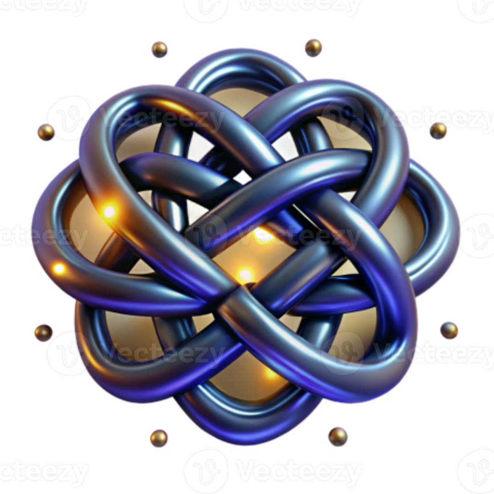 serene vintage Intricate Knot Design 3D Render of Intertwined Tubes and Glowing Lights high resolution png