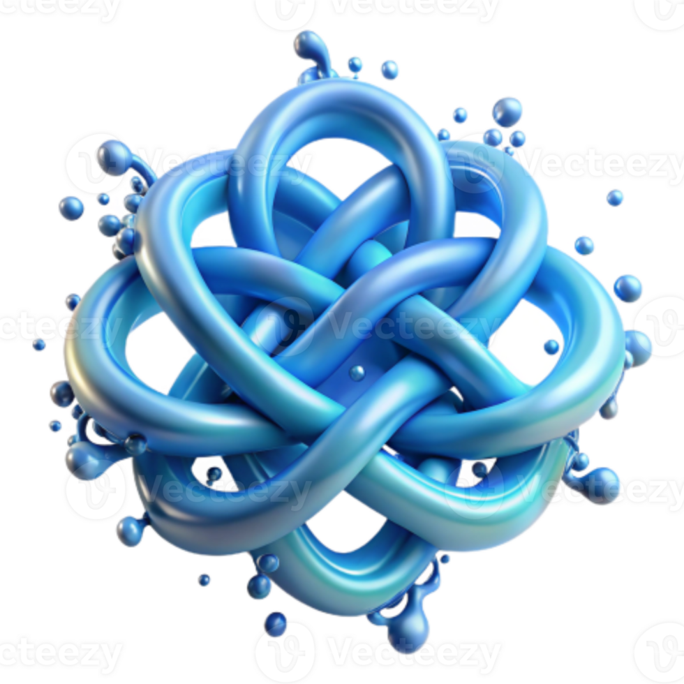 elegant rustic Abstract Blue Liquid Knot 3D Render 4K png