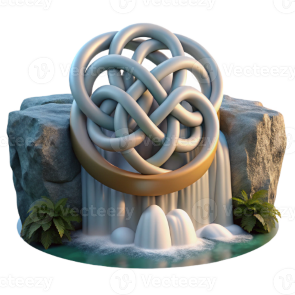elegant creative Waterfall Serenity Knotted Design 3D Render original png