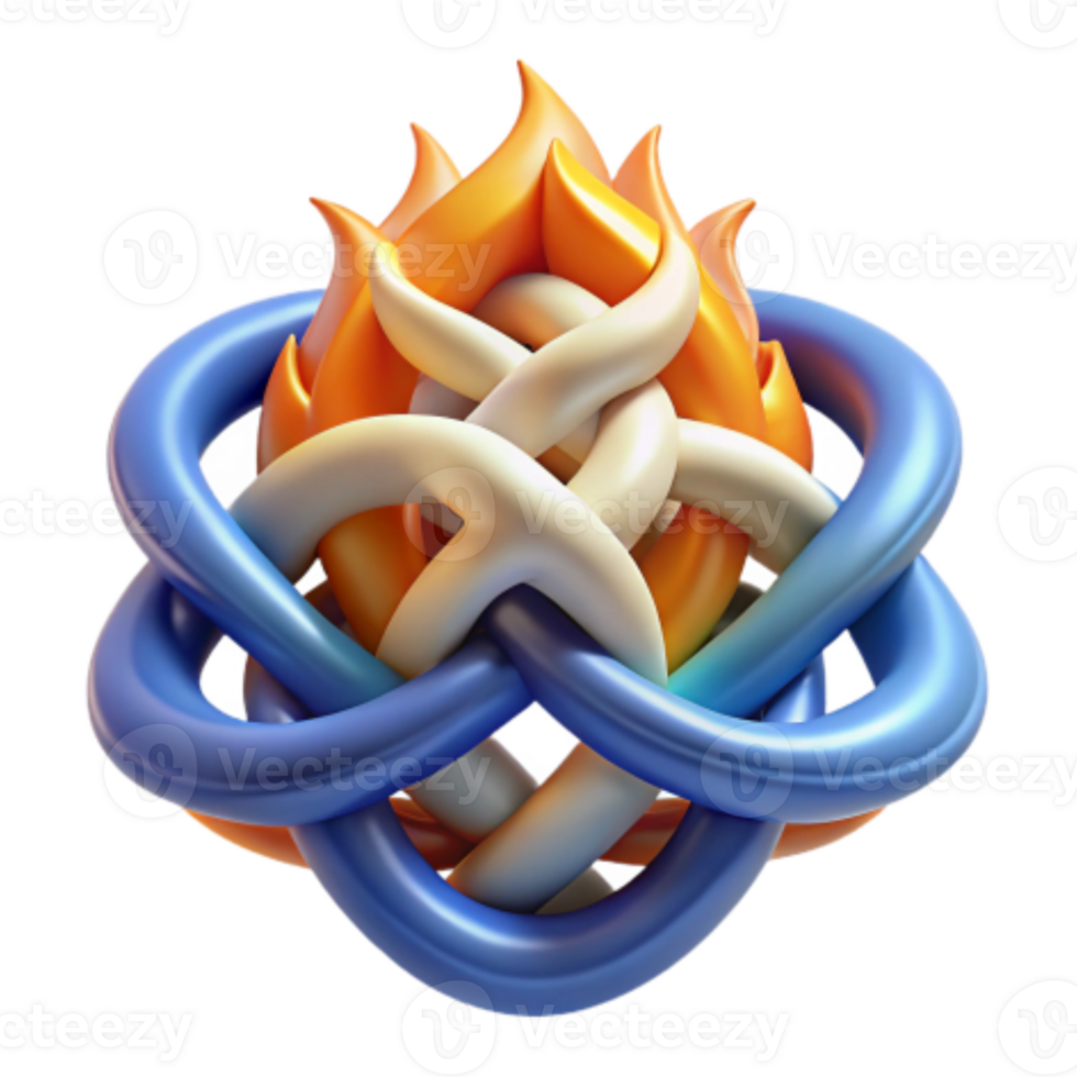 vibrant contemporary Interwoven Flames Abstract 3D Knot Design authentic png