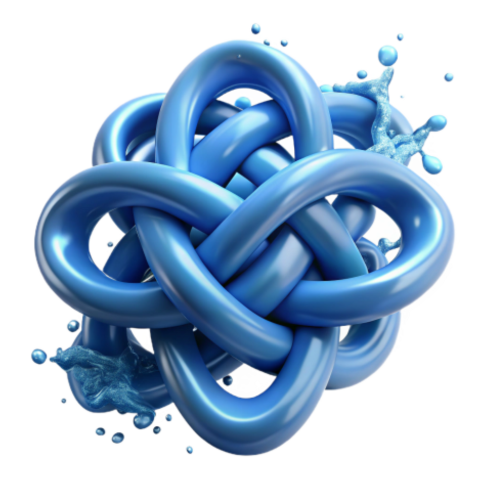 magnificent minimalist Complex Intertwined Knot Design, Abstract Blue authentic png