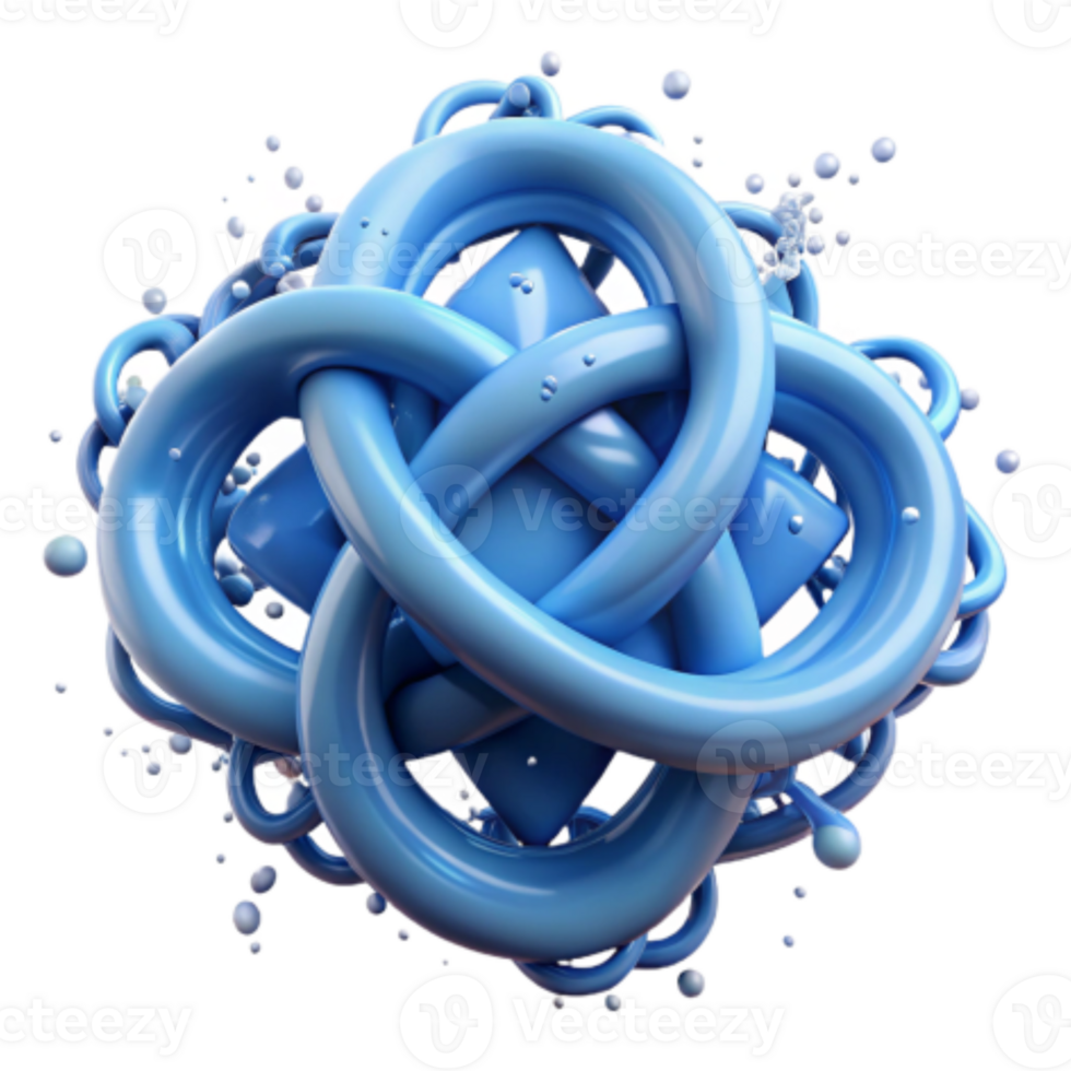 serene traditional Abstract Blue Knot 3D Render of Intertwined Forms high resolution png