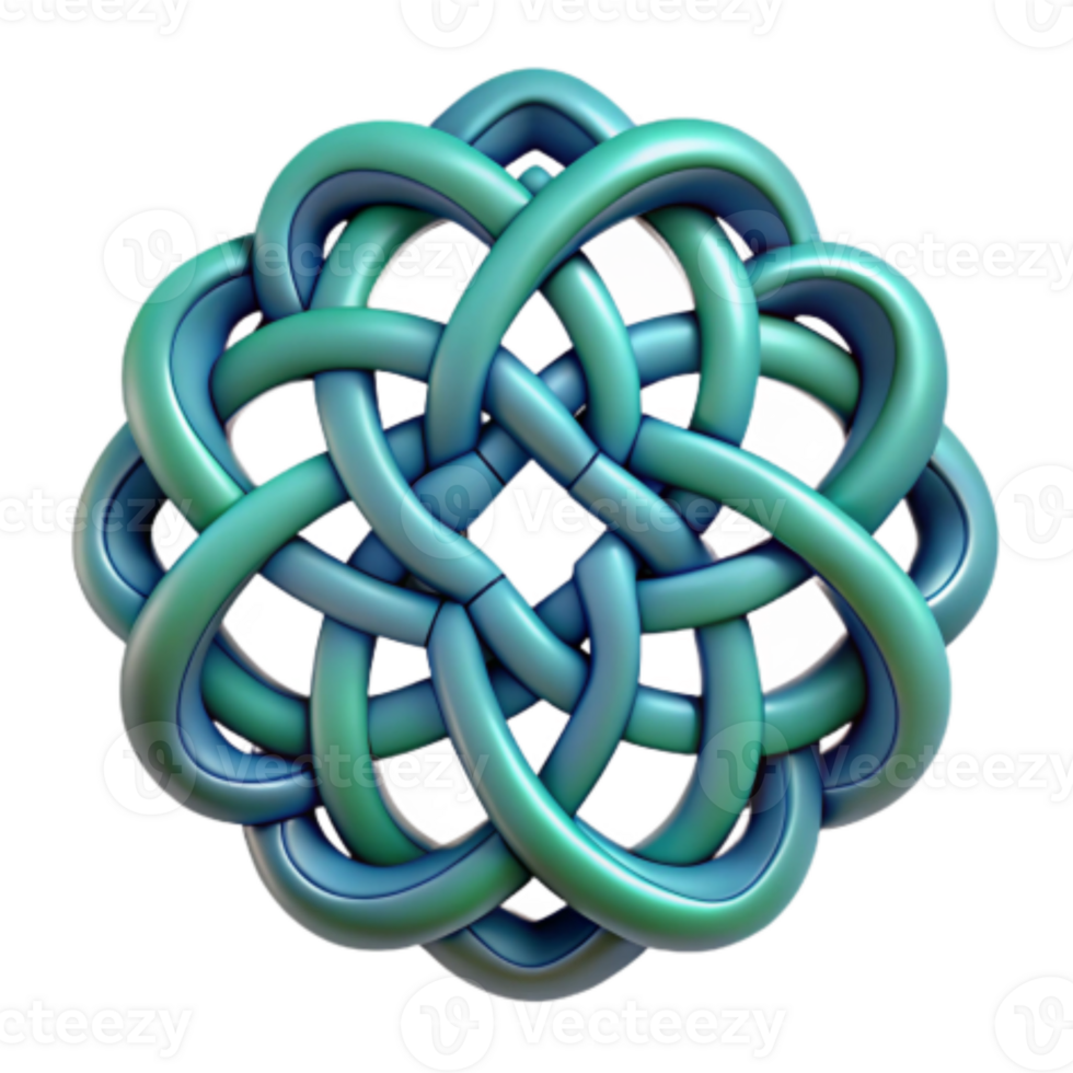 wonderful artistic Intricate 3D Knot Design Teal Intertwined Pattern high resolution png