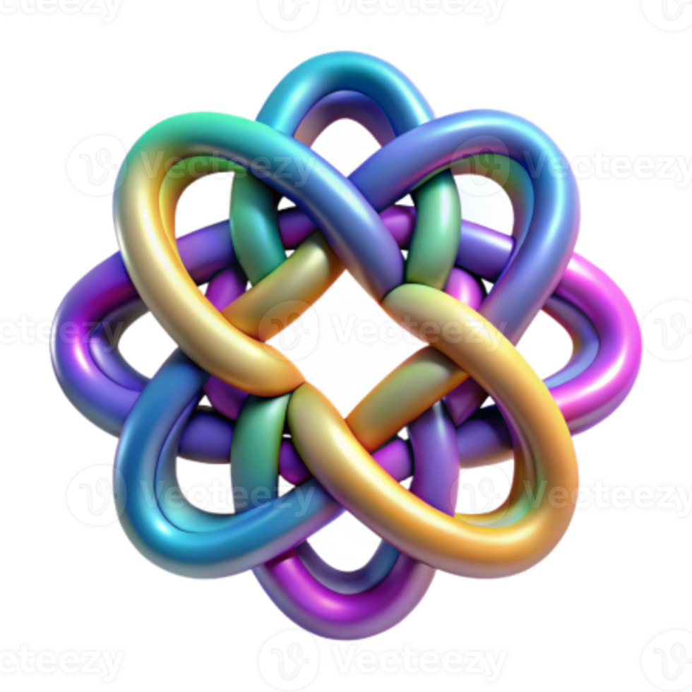 dramatic vintage Rainbow Knot 3D Intertwined Design detailed png