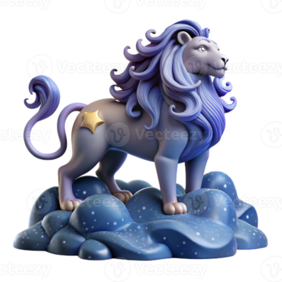 beautiful rustic Celestial Lion Figurine Fantasy Art Collectible professional png