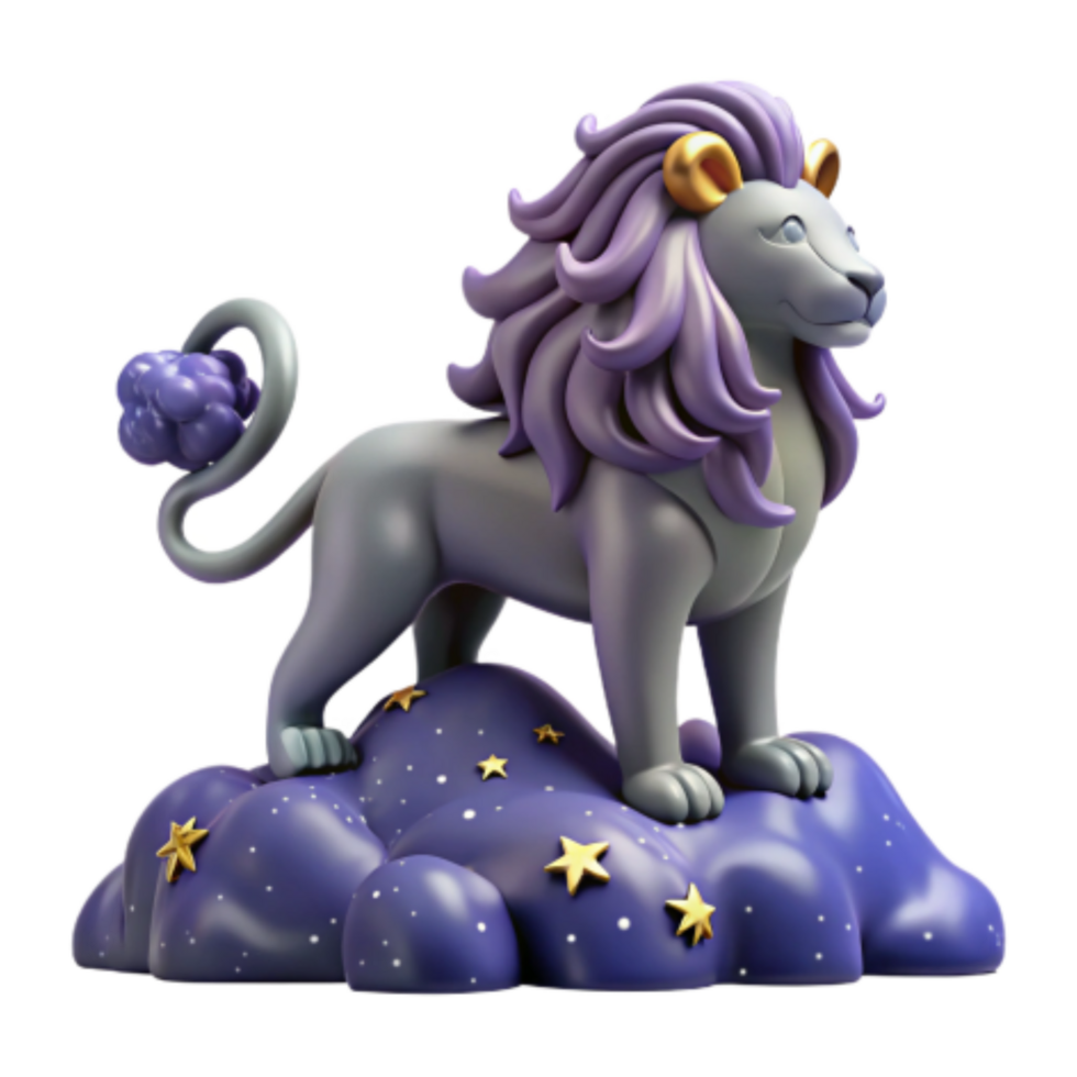 dramatic minimalist Majestic Purple Lion on Starry Cloud genuine png