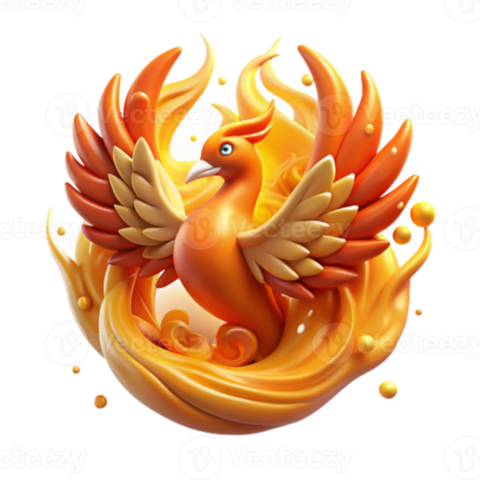 beautiful classic Phoenix Firebird 3D Render of Mythical Creature high resolution png
