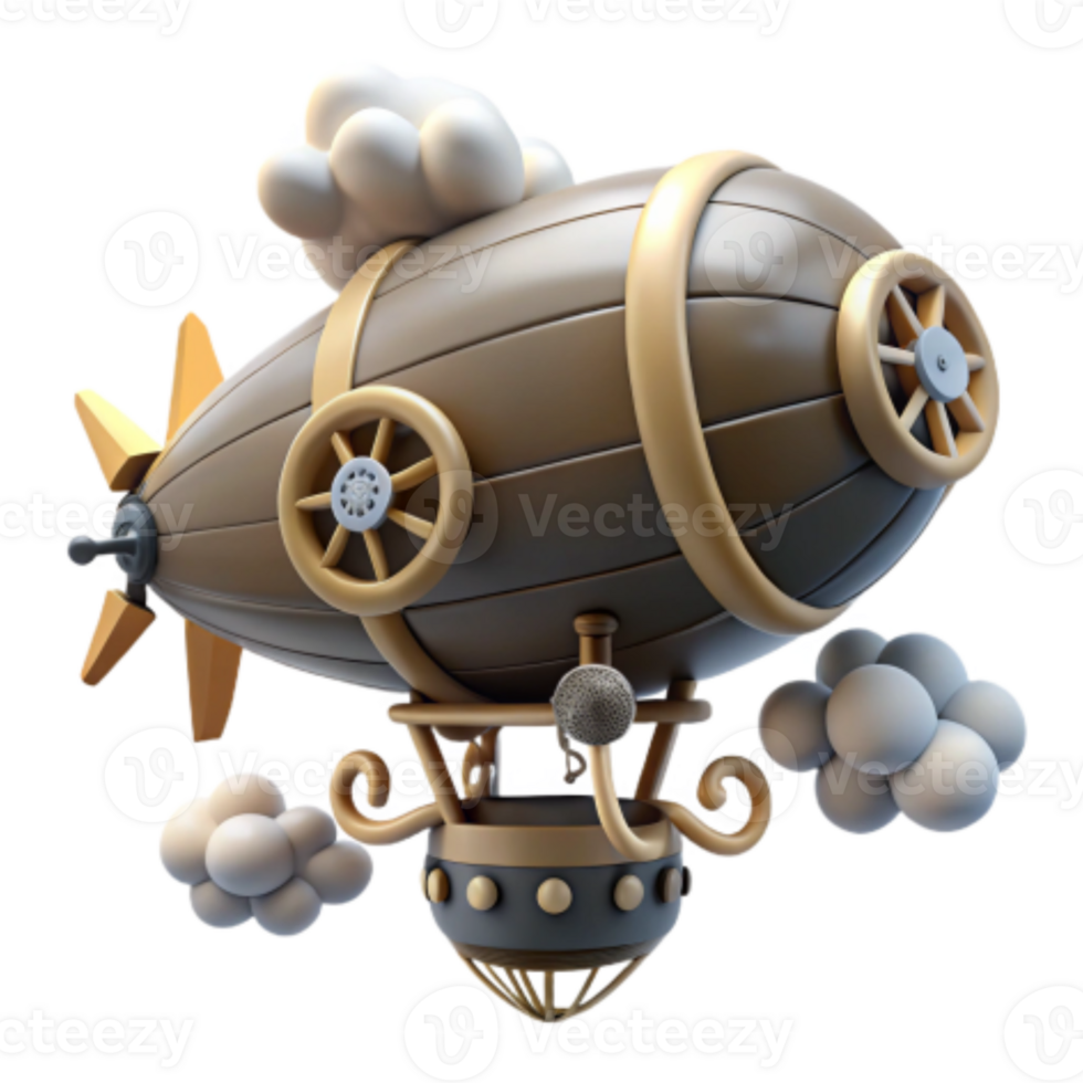 magnificent modern Steampunk Airship A Whimsical 3D Render high quality png
