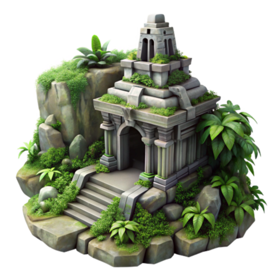 impressive rustic Jungle Temple Ancient Ruins 3D Model original png