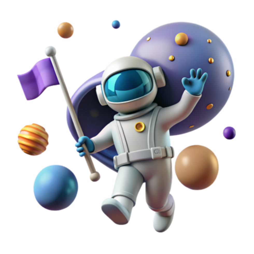 magnificent rustic Astronaut in Space 3D Render of Cosmic Adventure high resolution png