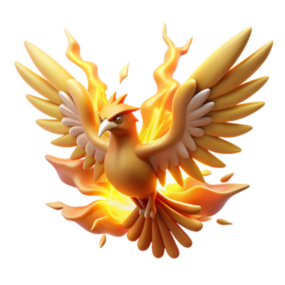 impressive rustic Fiery Phoenix Mythical Bird in Flames professional png