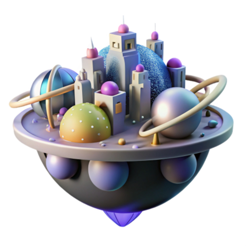 vibrant contemporary Floating City A 3D Rendered Fantasy World original png