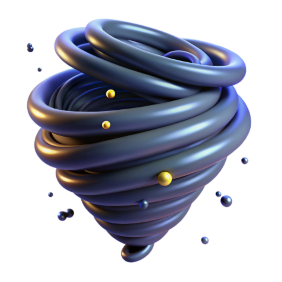 wonderful artistic Abstract Vortex 3D Render of Swirling Tubes and Spheres exclusive png