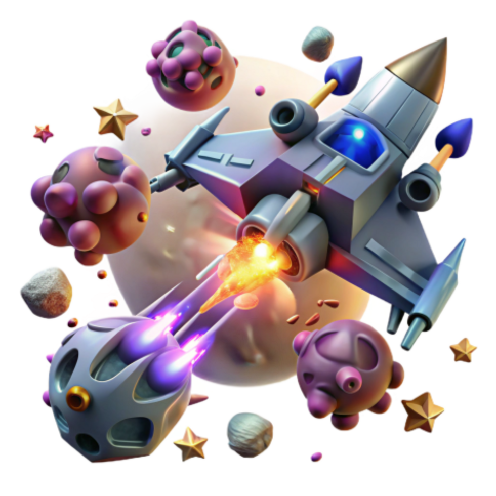 dramatic classic Cosmic Rocket Adventure Through Asteroid Fields premium png