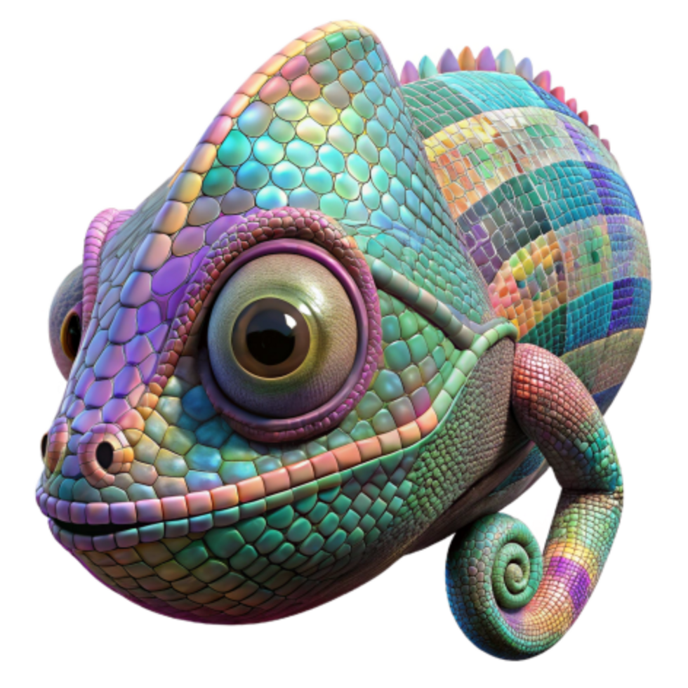elegant minimalist Vibrant Chameleon Colorful Scales, Reptile Art high quality png