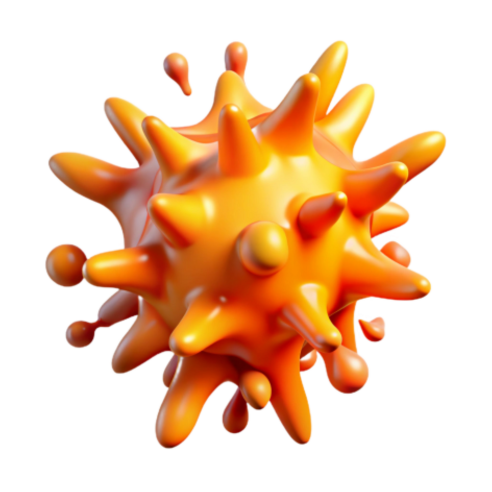 wonderful traditional Abstract Orange Spiky Blob 3D Render premium png