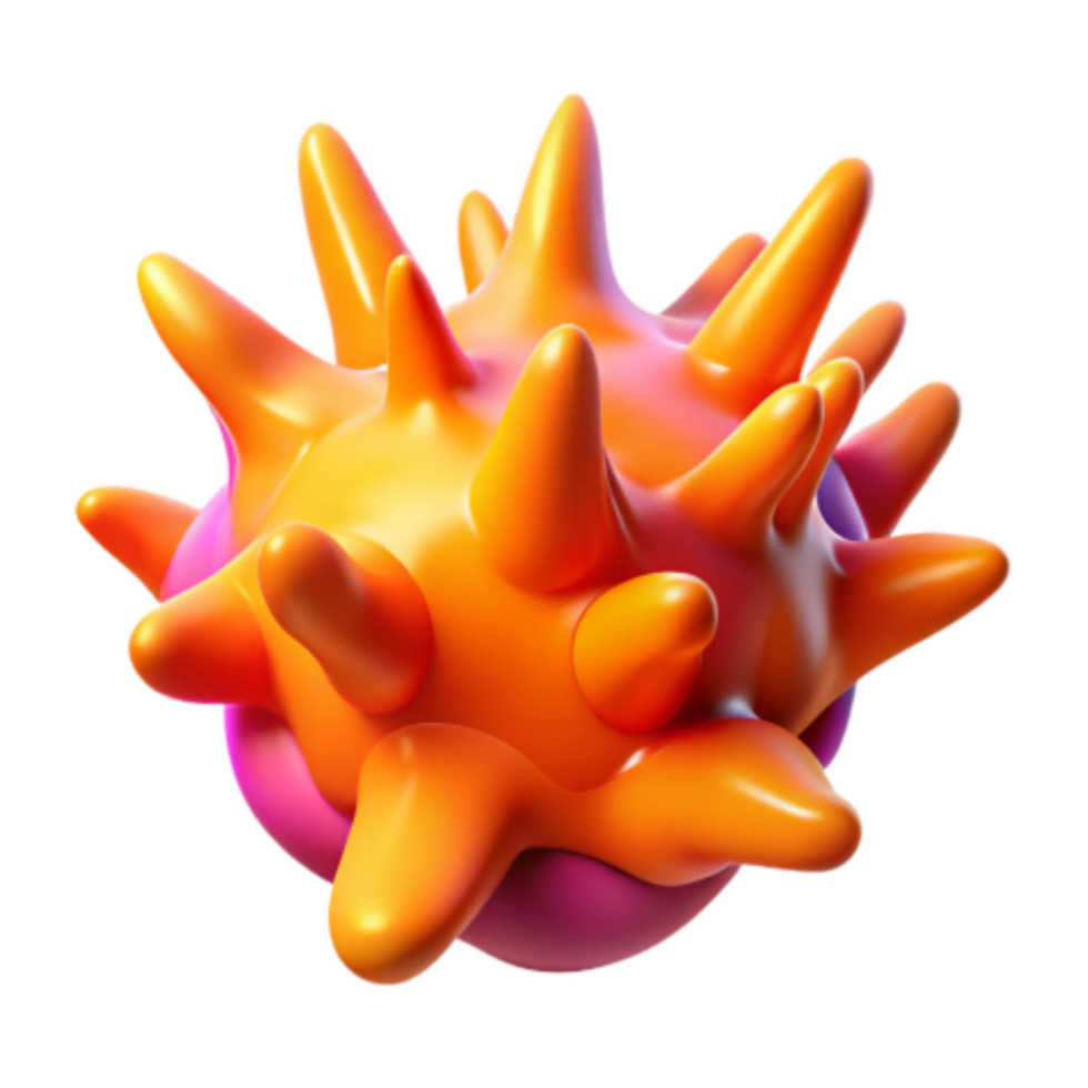 magnificent rustic Abstract Spiky Orb 3D Render of Colorful Virus premium png