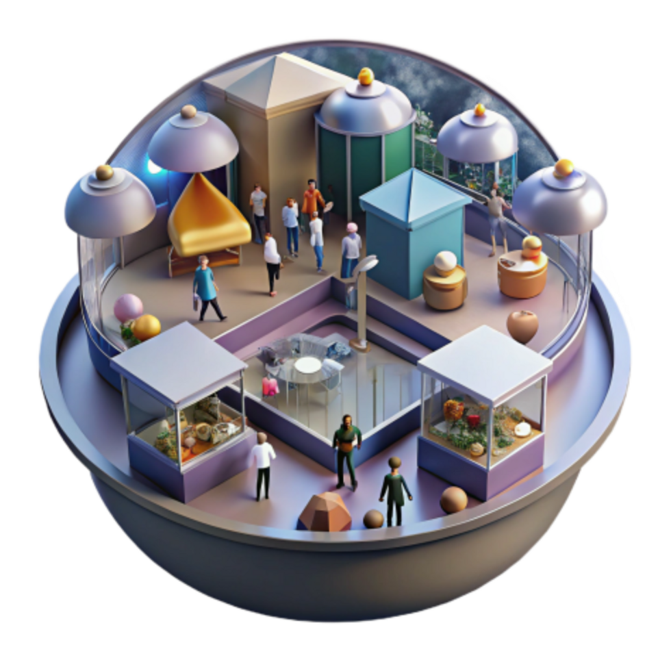 dramatic contemporary Indoor Exhibit Design Modern Architectural Showcase high quality png