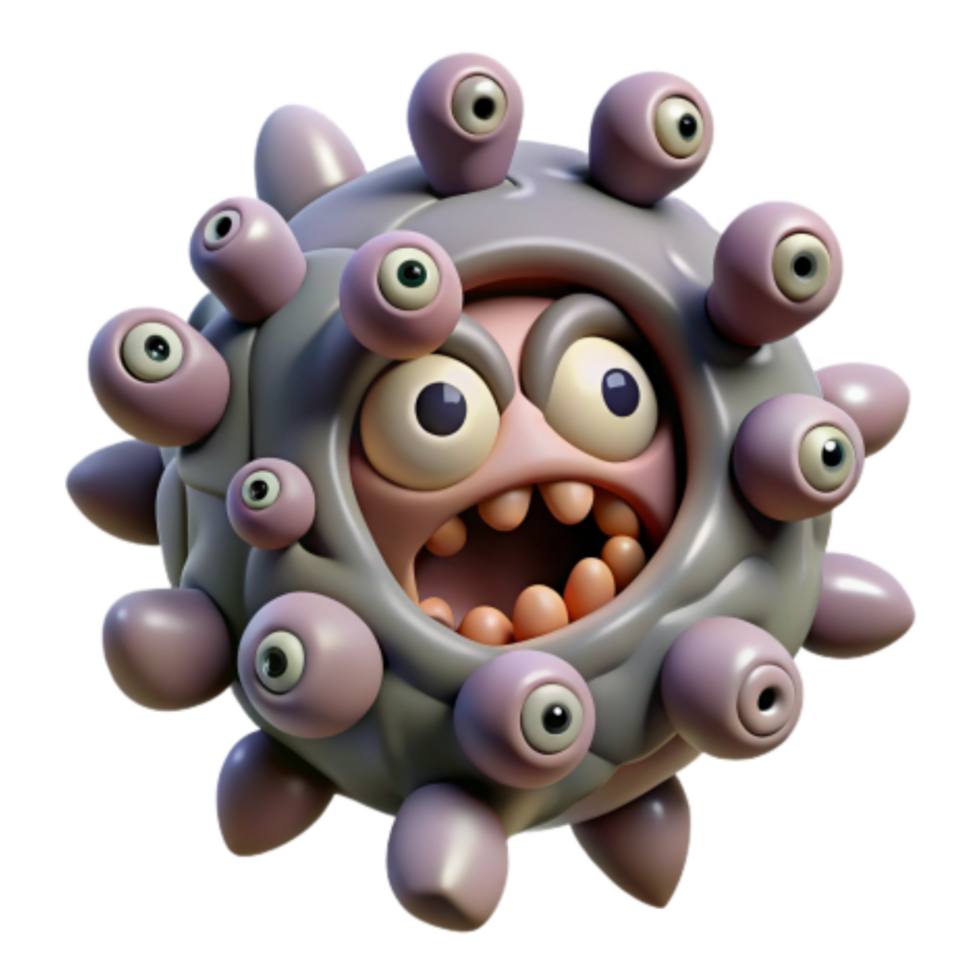 impressive abstract 3D Render of a Grotesque Virus with Many Eyes premium png
