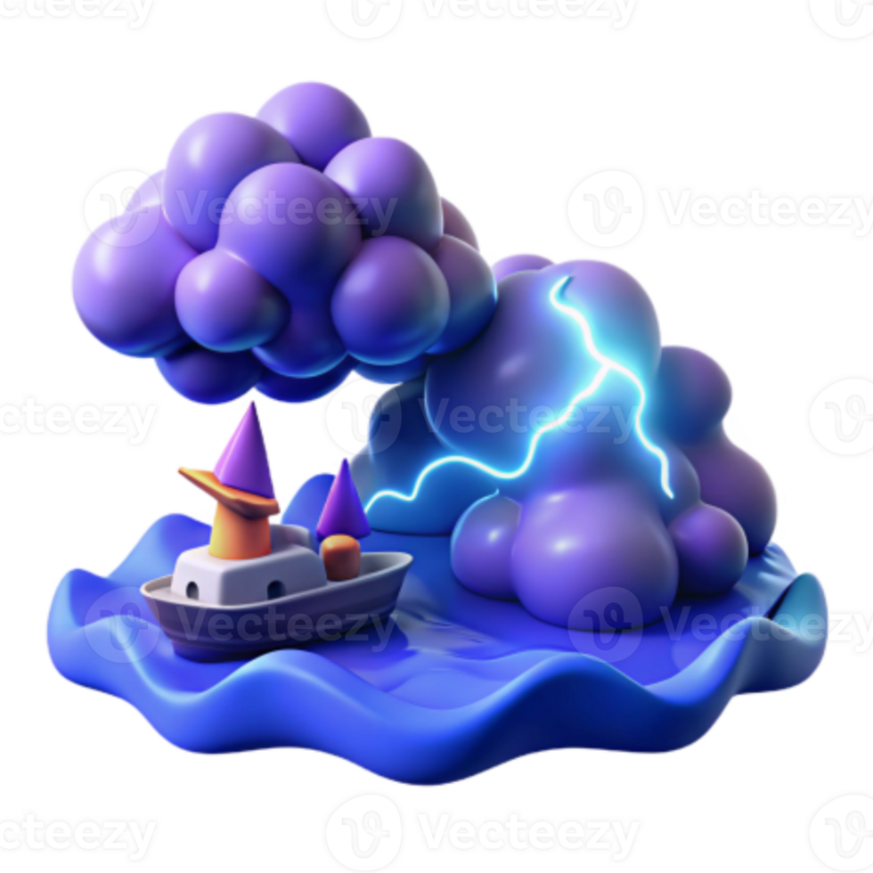 dramatic artistic Stormy Seas A 3D Render of a Boat in a Thunderstorm exclusive png