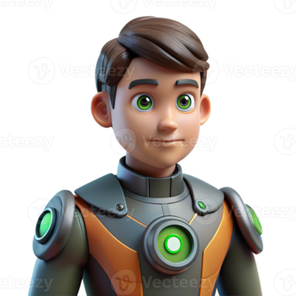 extraordinary classic 3D Render Boy in Futuristic Spacesuit premium png