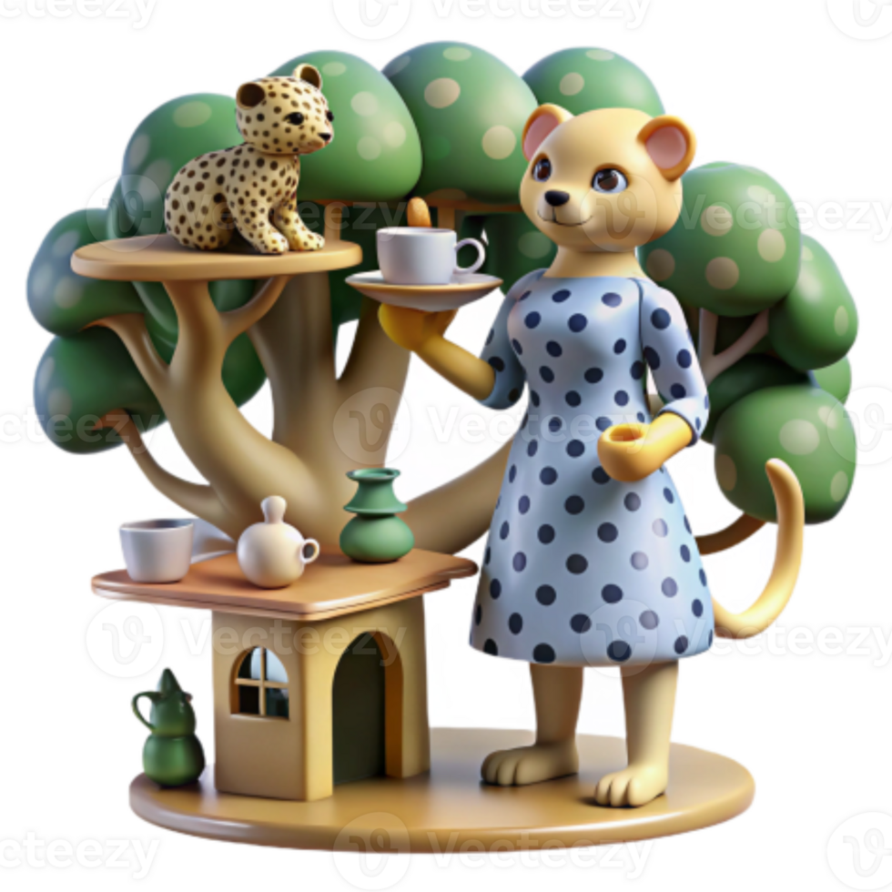 magnificent abstract Adorable Animal Tea Party 3D Render of Cute Characters genuine png