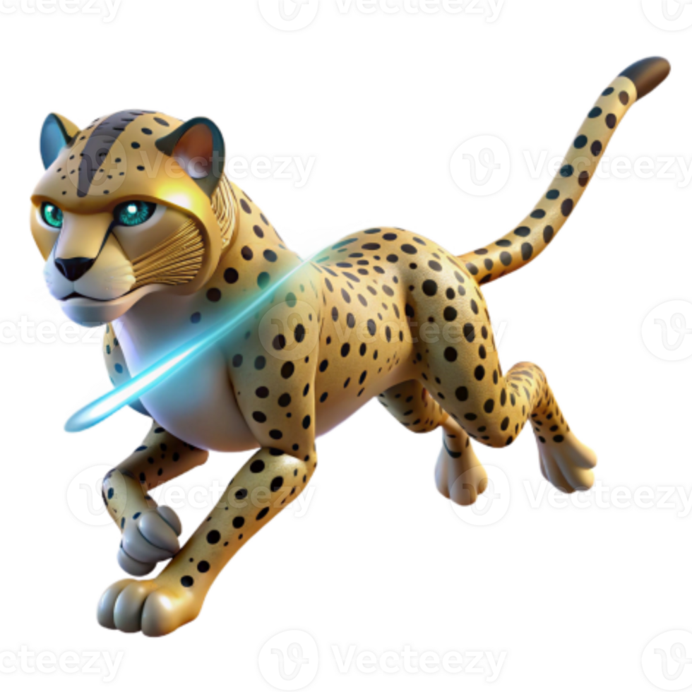 serene vintage Fast Cheetah 3D Render Spots, Speed, and Luminescence high resolution png