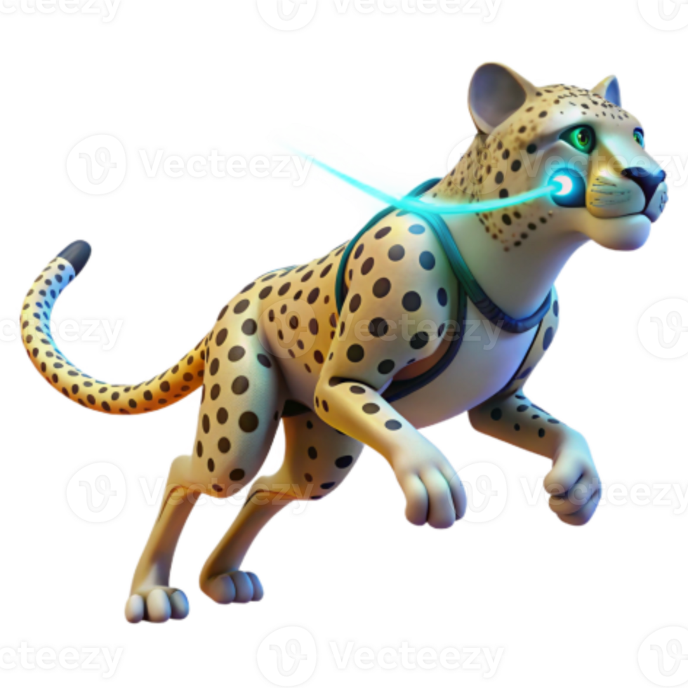 beautiful vintage Cybernetic Cheetah Futuristic Animal Design high quality png