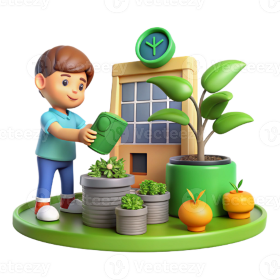 elegant creative Child Gardening Growing Plants, Sustainable Living detailed png
