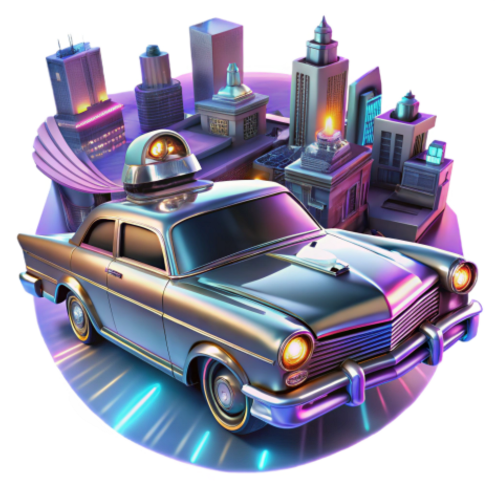 magnificent artistic Retro City Cruiser Neon Nightscape Adventure high quality png