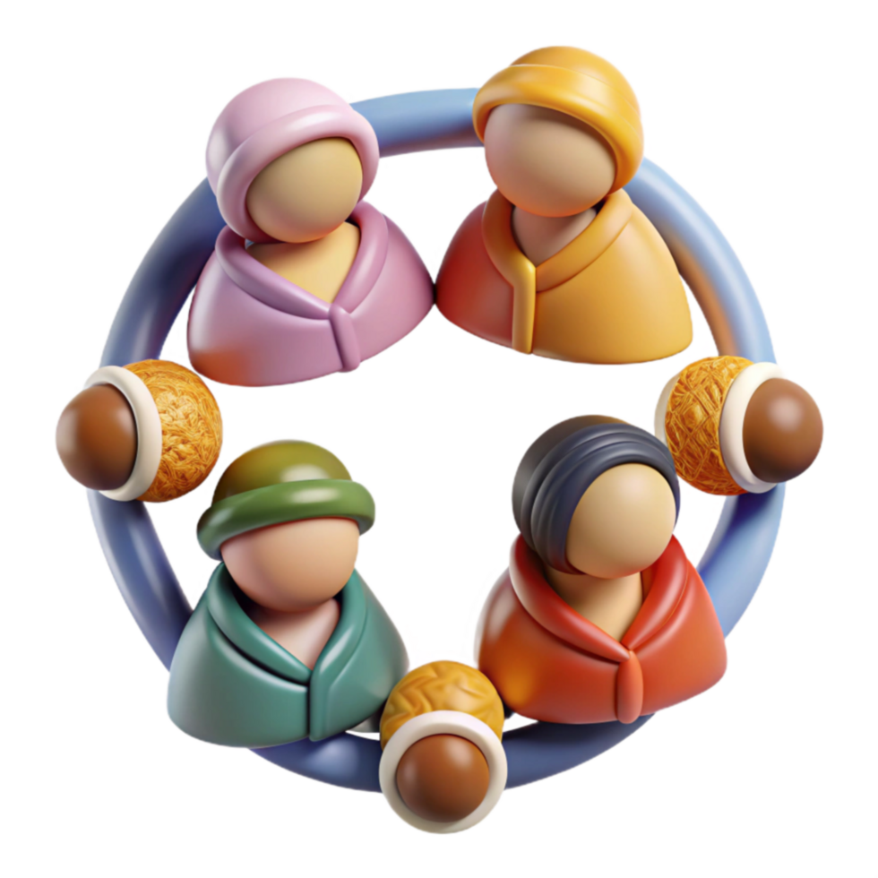 serene contemporary Community Connection A 3D Avatar Group Illustration original png