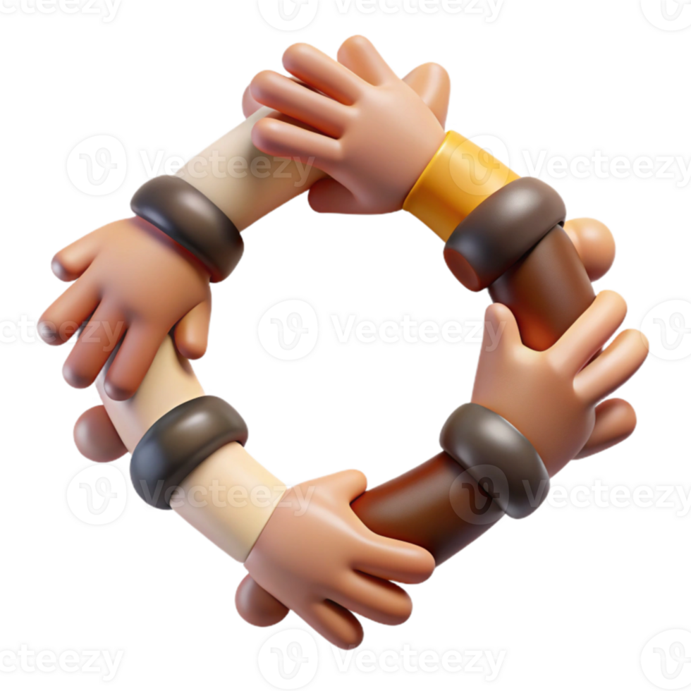 impressive creative Unity, Teamwork, Collaboration Diverse Hands in a Circle professional png
