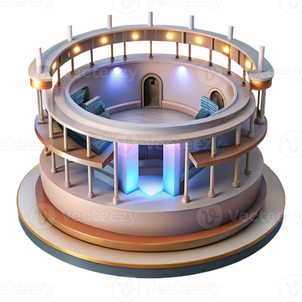 beautiful creative Circular Amphitheater 3D Render of an Architectural Design original png