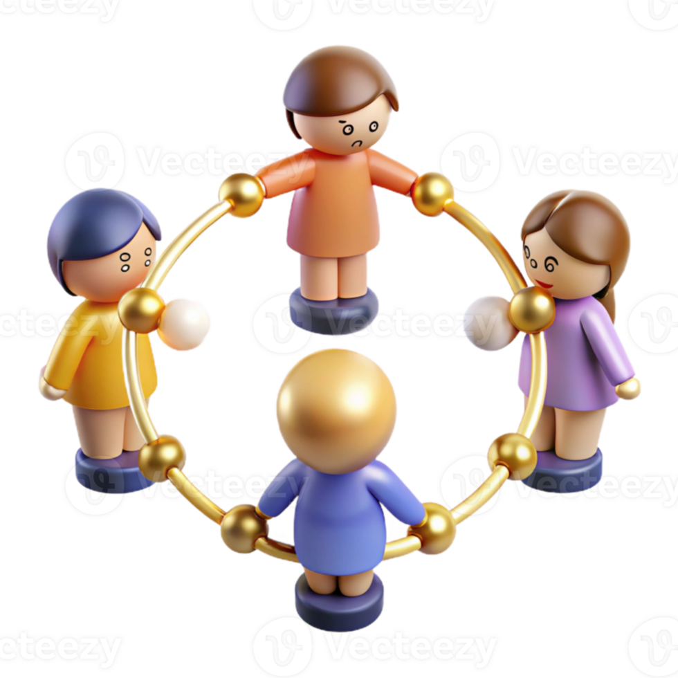 magnificent artistic Interconnected Characters A 3D Model of Group Dynamics authentic png