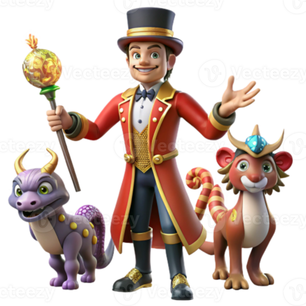 stunning vintage Ringmaster, Fantasy Creatures, and Magical Show genuine png