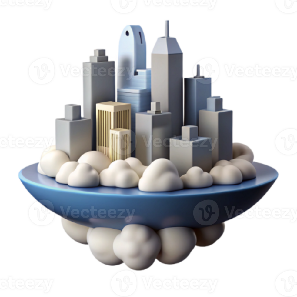 magnificent minimalist Floating City A 3D Model of Urban Development high resolution png