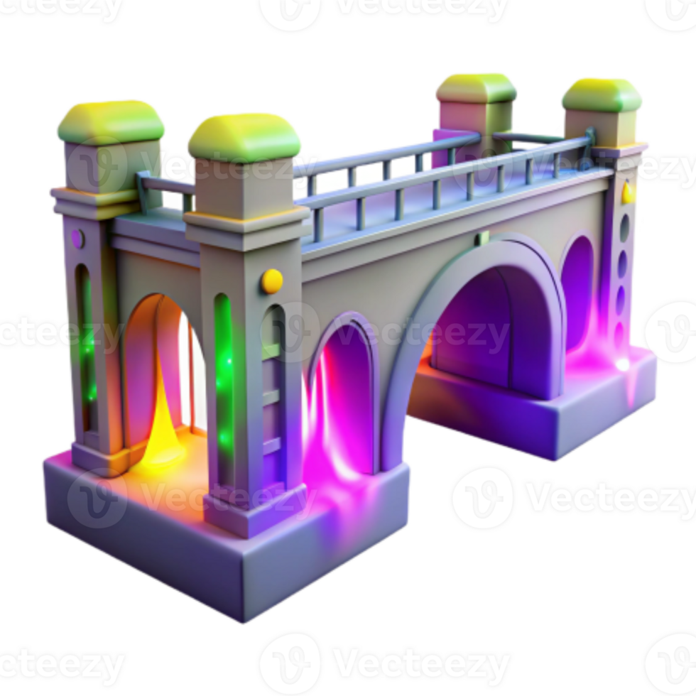 magnificent contemporary Fantasy Bridge Illuminated Archway, 3D Model exclusive png