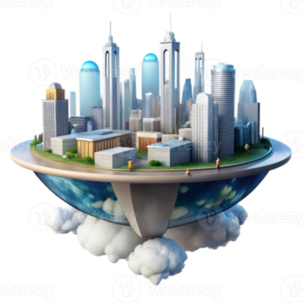 beautiful creative Floating City A Futuristic Metropolis in the Clouds genuine png