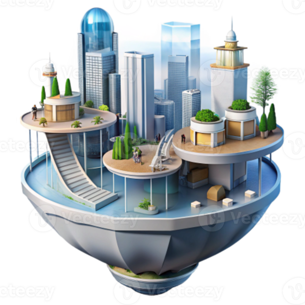serene minimalist Floating City Urban Design Concept original png