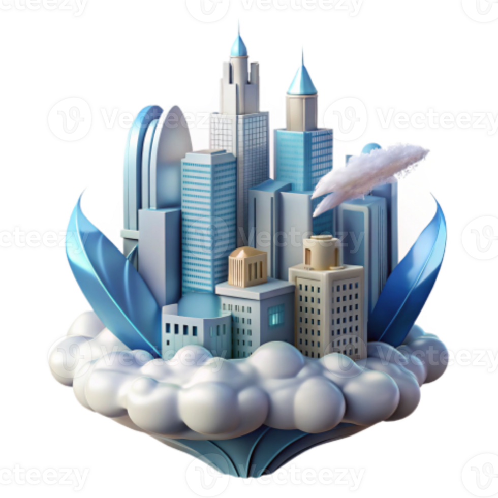 impressive artistic Cityscape on Clouds Urban Development, Sustainable City Design, Architectural Wonders authentic png